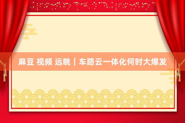 麻豆 视频 远眺｜车路云一体化何时大爆发
