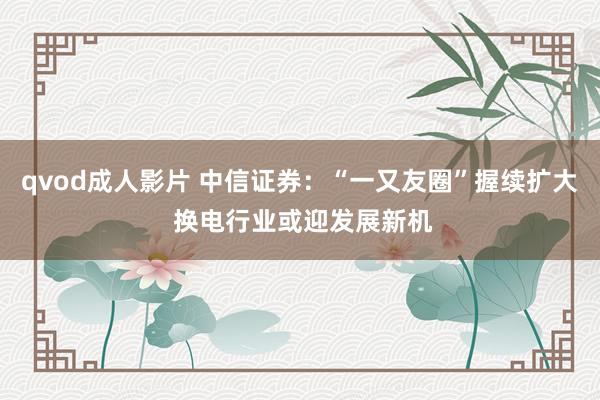 qvod成人影片 中信证券：“一又友圈”握续扩大 换电行业或迎发展新机