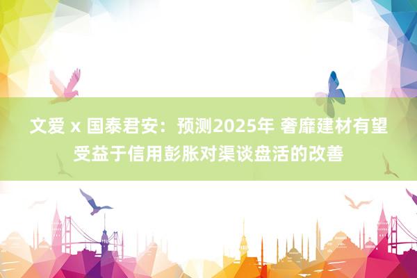 文爱 x 国泰君安：预测2025年 奢靡建材有望受益于信用彭胀对渠谈盘活的改善